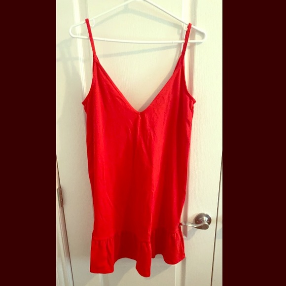 Red ASOS DESIGN v front mini sundress with pep hem - Picture 1 of 2